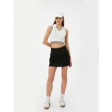 Koton Polo Yaka Crop Üst Kolsuz Çizgili Pamuklu