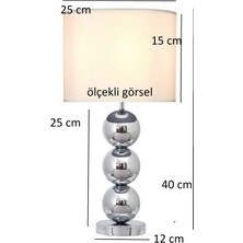 Ala Masa Abajuru Krom Gövde Kumaş Başlık Dekoratif Aydınlatma