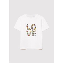 Mavi Snoopy Baskılı Beyaz T-Shirt 7610243-70057