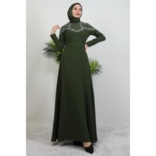 Giza Store Nisan Taşlı Elbise Haki
