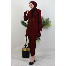 Blazer Ceket Takım Bordo