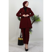 Blazer Ceket Takım Bordo