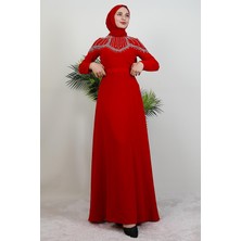 Giza Store Nisan Taşlı Elbise Kırmızı