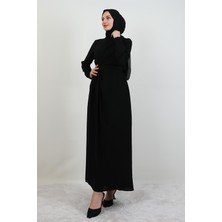 Giza Store Tuay Pile Detay Elbise Siyah