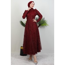 Giza Store Eva Simli Tesettür Elbise Bordo