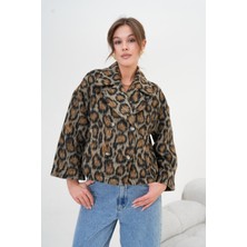 Garmi Kadın Leopar Ceket Kahve
