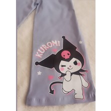 Kız Çocuk Kuromi My Melodi Baskılı Kısa Kollu  Alt Üst Takım Boru Paça Pamuklu 2'li Takım