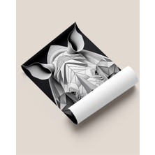 Çerçevesiz Poster Geometrik Desenli Gergedan Siyah Beyaz