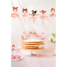 Doğum Günü Süsleme Seti Balerinli Set 42 Parça Pasta Süsü Flamalar ve Süslemeler Parti Seti