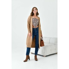 Garmi Saç Örgülü Hırka Camel