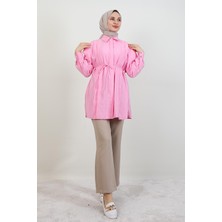Giza Store Kol ve Pile Detay Gömlek Soft Pembe