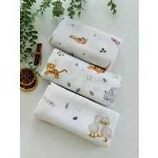 Ft Baby Collection Pamuk Müslin Bebek Battaniyesi 3'Lü Set  Müslın Örtü 80  x  90 Cm