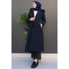 Clara Kürklü Mont Lacivert