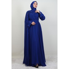 Giza Store Karanfil Pelerinli Elbise Gece Mavi