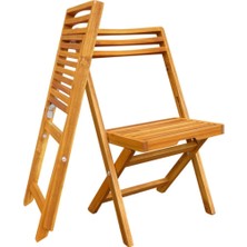 Teknotrust Masif Ağaç Slat Katlanır Dış Mekan Sandalyesi 50X50X88,5CM, 2 Adet, Altın Ton