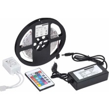 5 mt 3 Cipli Rgb Şerit LED Silikonlu Adaptör Uzaktan Kumanda Tak Çalıştır