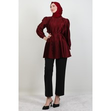 Altı Piliseli Gömlek Bordo