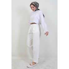 Giza Store Kemerli Kalem Pantolon Beyaz