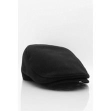 Erkek Şapka Siyah Kışlık Trend Flat Cap Yün Kasket