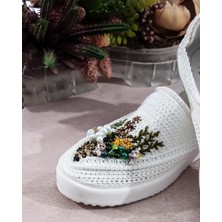 El Dokuması Nakışlı Taşlı Kadın Espadril