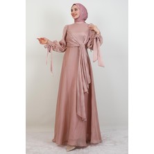 Giza Store Sümbül Tesettür Elbise Koyu Pudra