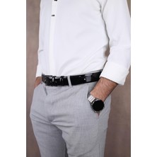 Papuç Sepeti 4396 Erkek Rugan Kumaş Kemeri