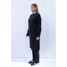 Siyah-Nakış Detaylı Modal Pantolonlu Takım