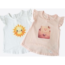 Organik Mellow 2'li T-Shirt Beyaz Pembe