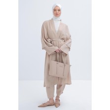 Vizon-Kolu Fisto Detaylı Modal Pantolonlu Takım