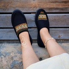 El Örgüsü Nakışlı Siyah Kadın Espadril