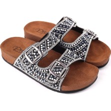 Pienn 20054 Kadın Anatomik Taban Tokalı - Taş Detaylı Günlük Terlik