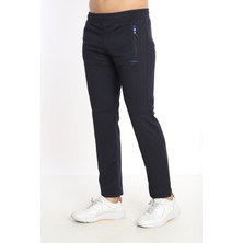 Erkek Lacivert-Mavi Mare Jaker Kumaş Bel Lastikli Boru Paça Eşofman Altı - 3001