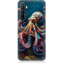 Teknomeg Realme Xt Uyumlu Derinliklerde Sekiz Kol Ahtapot  Desenli Silikon Kılıf