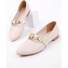 Papuç Sepeti BK06 Rahat Taban Broş Detaylı Günlük Kadın Babet Ayakkabı