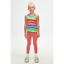 Handdrawn Stripe Kız Çocuk Desenli Kolsuz Tişört