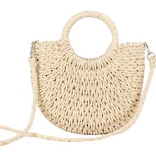 El Örgüsü Hasır Çanta - Yazlık Plaj ve Günlük Omuz Askılı Rattan Çanta