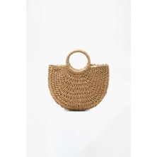 El Örgüsü Mini Hasır Çanta - Yazlık Plaj ve Günlük Omuz Askılı Rattan Çanta