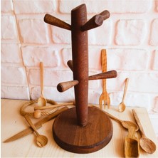 6'lı Ahşap Bardak Askılığı, Şık ve Doğal Tasarım