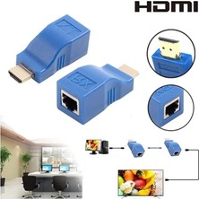Derwell HDMI Extender 4K 3D RJ45 Cat6 ile 30M HDMI Uzatıcı Ağ Lan Ethernet Adaptörü Full Hd Adaptör Çevirici Dönüştürücü
