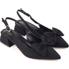 Papuç Sepeti MR150 Kadın Fiyonklu 4,5 cm Topuklu Ayakkabı