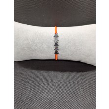 5 Yıldızlı Taraftar Makrome Bileklik - Hematit Doğaltaş, Ayarlanabilir Unisex Tasarım
