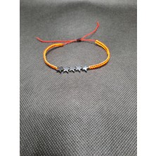 5 Yıldızlı Taraftar Makrome Bileklik - Hematit Doğaltaş, Ayarlanabilir Unisex Tasarım