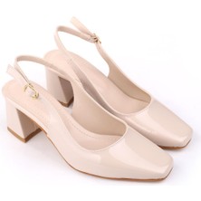 Papuç Sepeti 5510-1 Kadın 6 cm Kare Topuklu Rahat Rugan Ayakkabı