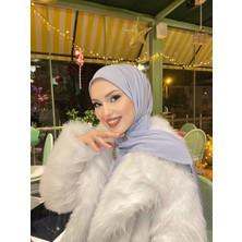 Sayra Shawl Kadın Buz Gri Çıtçıtlı Hazır Şal