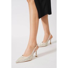 Papuç Sepeti HH-014 Taş Detaylı Kadın Klasik 9 cm Topuklu Ayakkabı