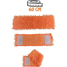 Mikrofiber Makarna Mop Ucu - Paspas Yedek Başlık Turuncu 60 cm