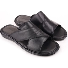 Castle Black 8523 Erkek Ortopedik Taban Hakiki Deri Terlik