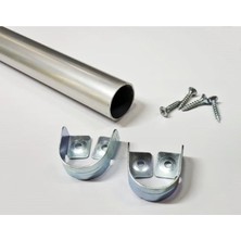 Yuvarlak 95 cm Iç Askı Borusu 2 Adet, Flanş ve Vidalar, Ölçüye Göre Kesilebilir
