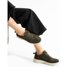 Thaes Kadın Hakiki Süet Deri Haki Spor Ayakkabı