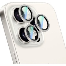 Case World iPhone 16 Pro Max Uyumlu Alloy Sparkling Diamond Serisi Taşlı Lens Koruyucu Gümüş